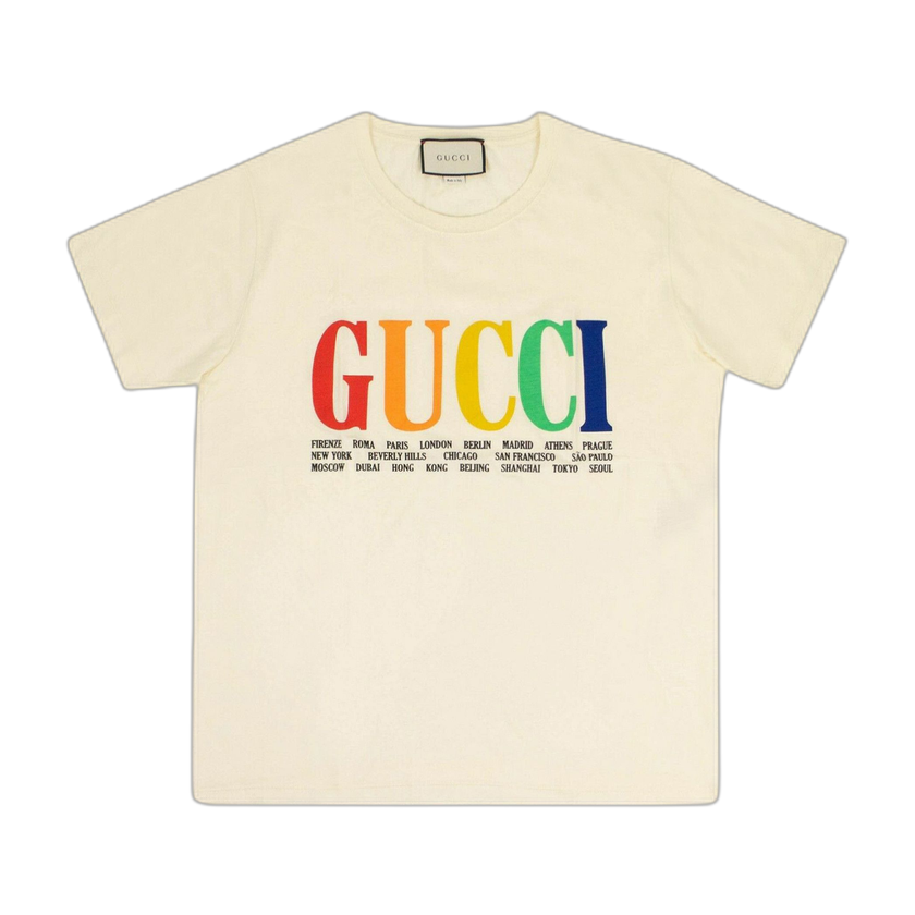 Gucci Rainbow Cities Cotton T-Shirt 'White'