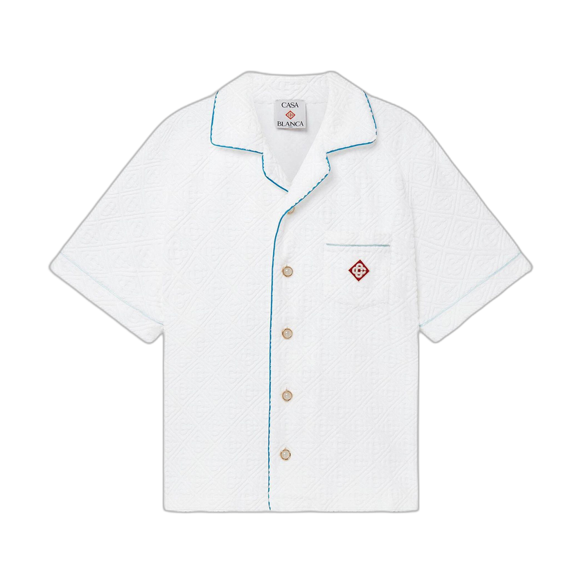 Casablanca Tennis Stripe Towelling Shirt 'White'