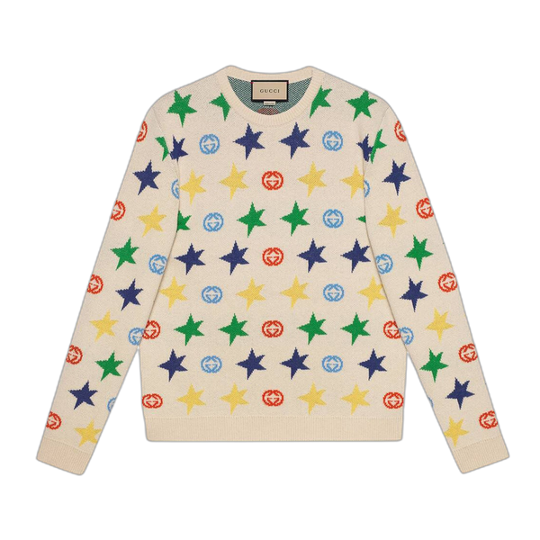 Gucci Wool Sweater With Stars 'Ivory/Multicolor'