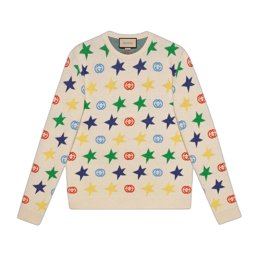 Gucci Wool Sweater With Stars 'Ivory/Multicolor'