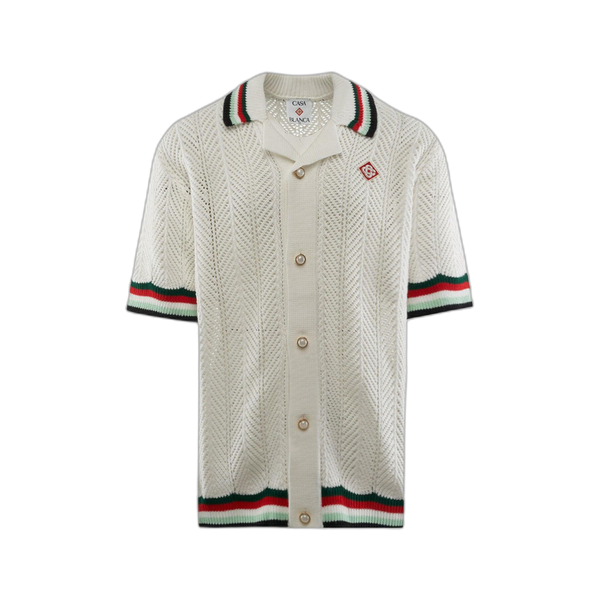 Casablanca Sporty Faux Crochet Shirt 'White'