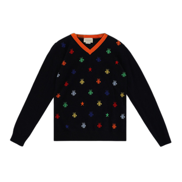 Gucci Kids Bee Logo Knit Sweater 'Blue'