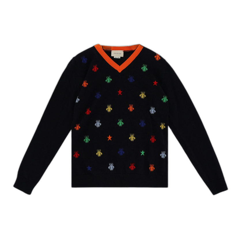 Gucci Kids Bee Logo Knit Sweater 'Blue'