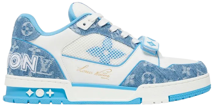 Louis Vuitton Trainer Low 'Velcro Strap - Light Blue Monogram Denim'