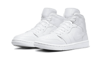 Air Jordan 1 Mid Triple White Patent Swoosh