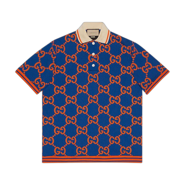Gucci GG Jacquard Polo T-Shirt 'Blue/Orange'
