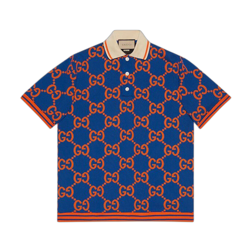 Gucci GG Jacquard Polo T-Shirt 'Blue/Orange'