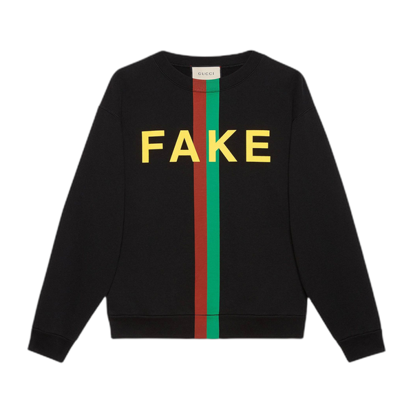 Gucci Fake/Not Print Oversize Sweater 'Black/Multicolor'