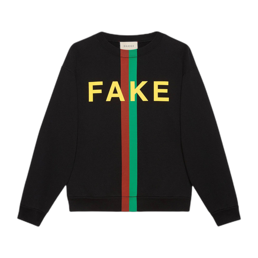 Gucci Fake/Not Print Oversize Sweater 'Black/Multicolor'