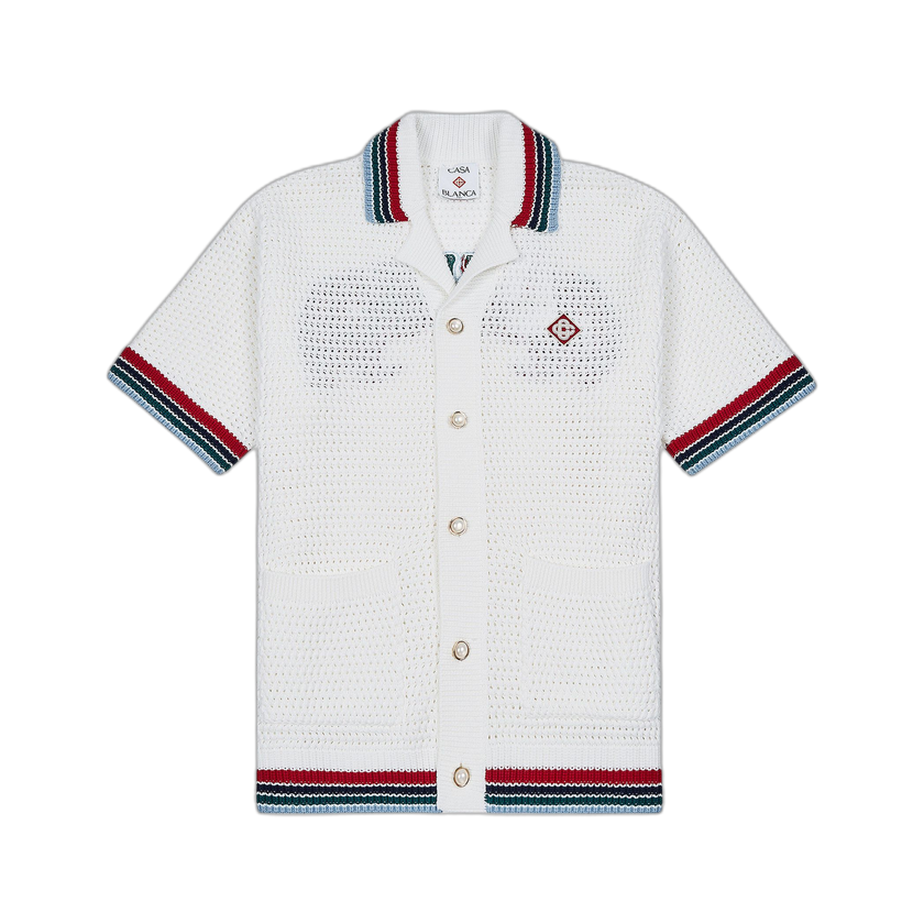 Casablanca Sporty Faux Crochet Shirt 'White'