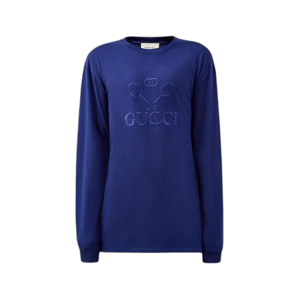Gucci Embroidery Tennis Logo Shirt 'Sky Blue'