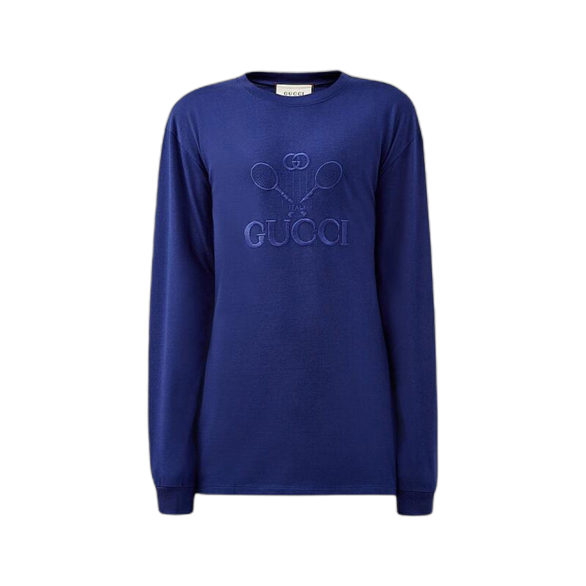 Gucci Embroidery Tennis Logo Shirt 'Sky Blue'