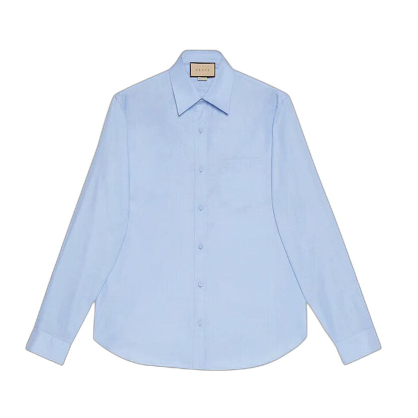 Gucci Oxford Shirt With Double G Embroidery 'Sky Blue'