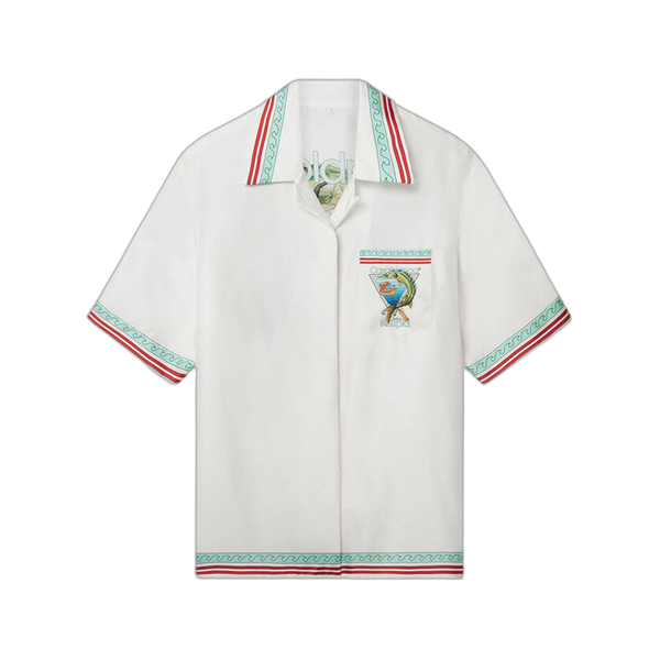 Casablanca x Caviar Kaspia Cuban Collar Silk Shirt 'White'