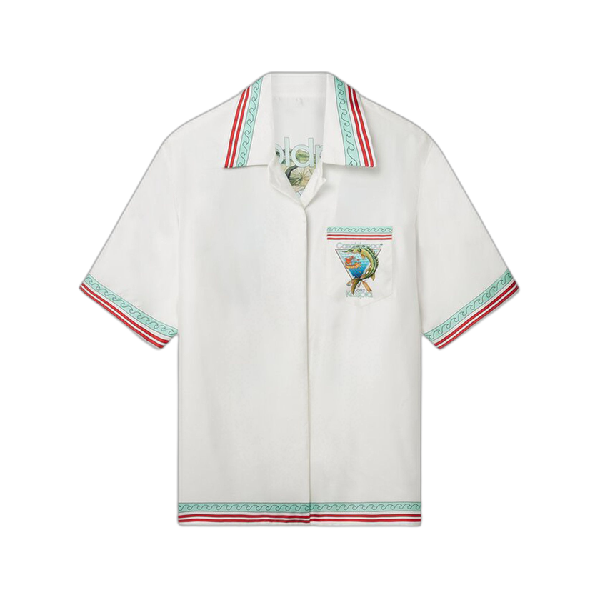 Casablanca x Caviar Kaspia Cuban Collar Silk Shirt 'White'