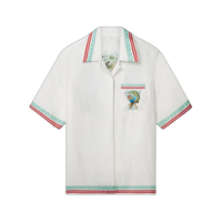 Casablanca x Caviar Kaspia Cuban Collar Silk Shirt 'White'