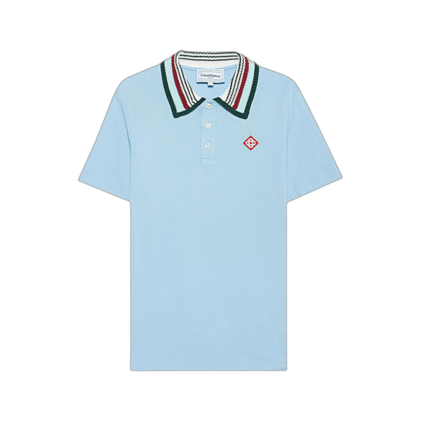 Casablanca Mint Stripe Knit Collar Polo Shirt 'Pale Blue'