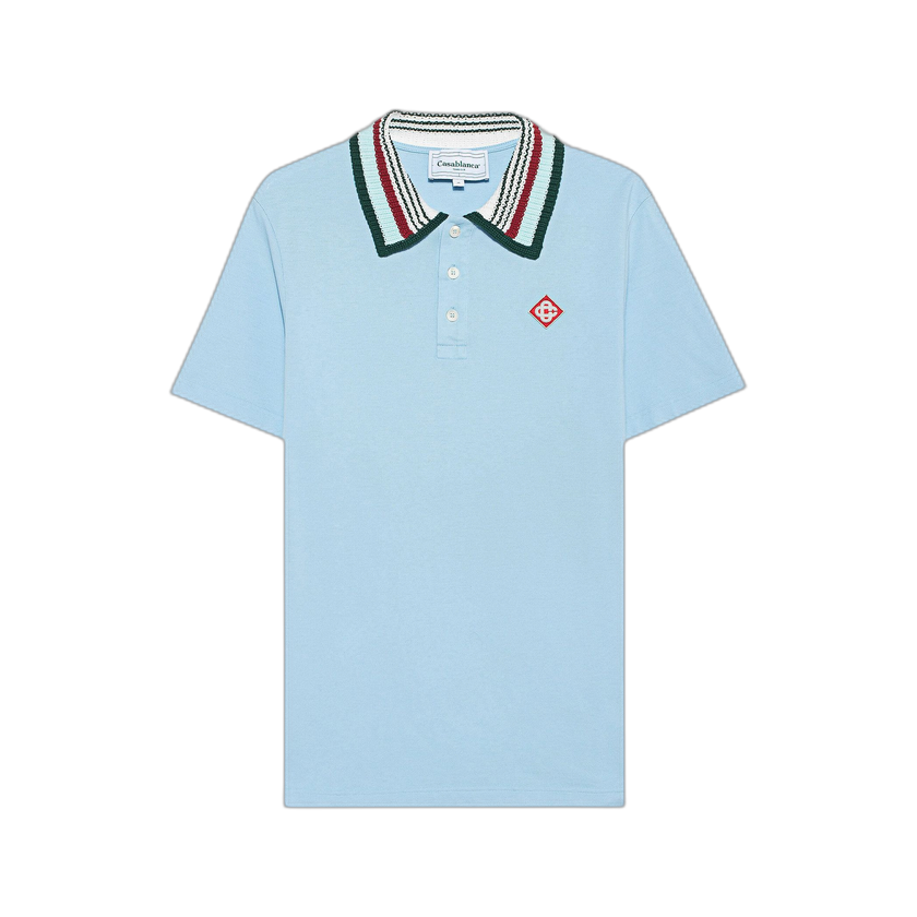 Casablanca Mint Stripe Knit Collar Polo Shirt 'Pale Blue'