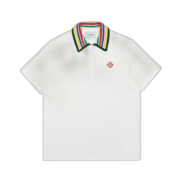 Casablanca Primary Stripe Knit Collar Classic Polo 'Bright White'