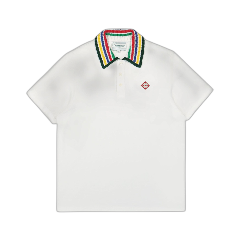 Casablanca Primary Stripe Knit Collar Classic Polo 'Bright White'