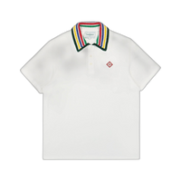 Casablanca Primary Stripe Knit Collar Classic Polo 'Bright White'