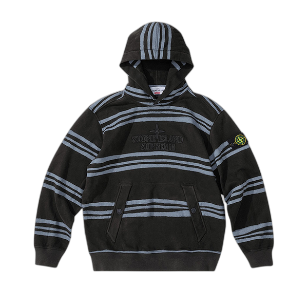 Supreme x Stone Island Warp Stripe Hooded Sweatshirt 'Black'