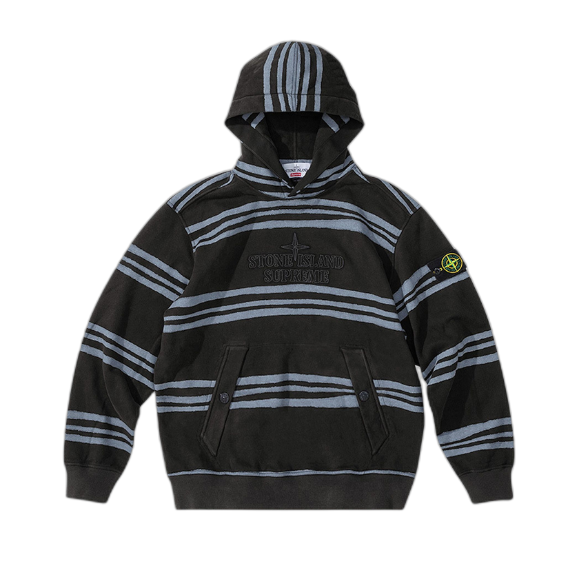 Supreme x Stone Island Warp Stripe Hooded Sweatshirt 'Black'