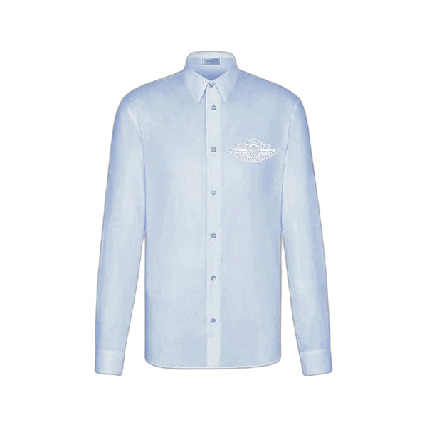 Dior x Air Jordan Wings Long-Sleeve Button Up Shirt 'Blue'