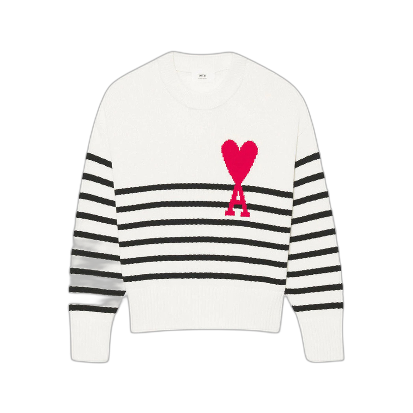 Ami Stripe Sweater 'White/Black/Red'